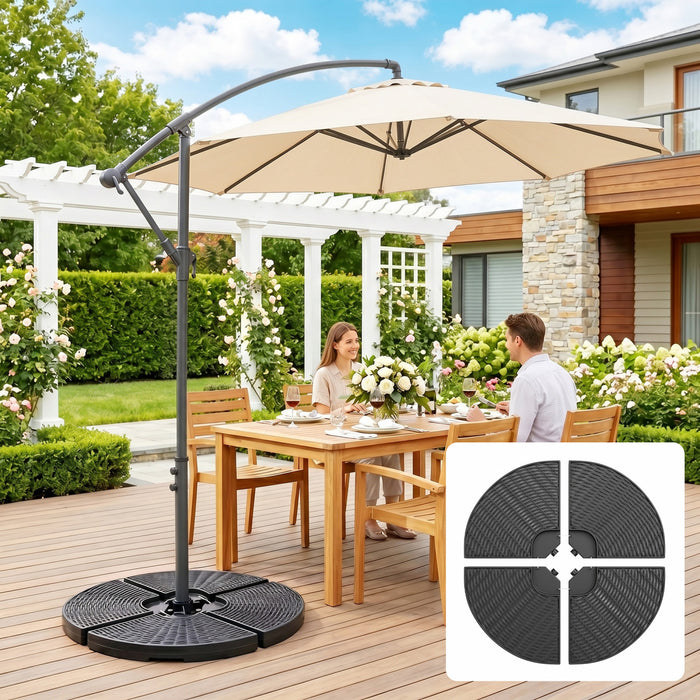 Outsunny Water or Sand Filled Banana Umbrella Base Weights W/ Wicker Effect