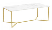 44” Coffee Table – Marble With Gold Metal 
