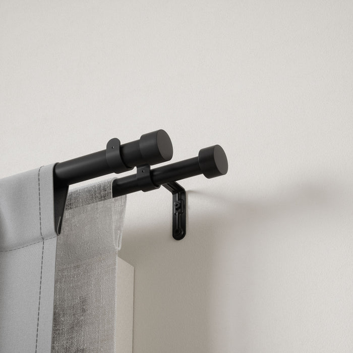 Umbra Cappa Brushed Black Expandable Double 1\" Curtain Rod - 120\"-180\" 