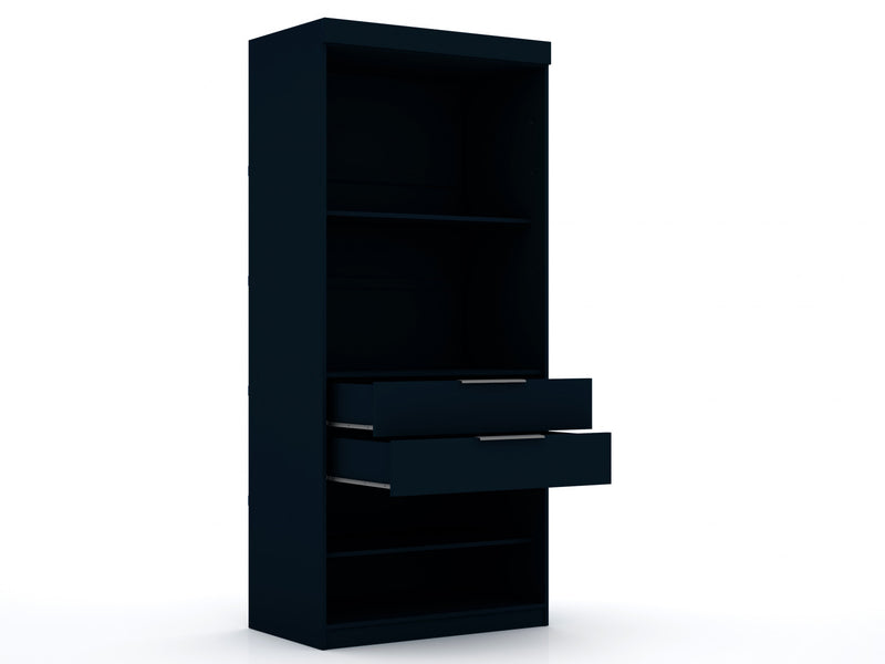 Mulberry Contemporary Modern 36\" Wardrobe Closet in Midnight Blue - Set of 2