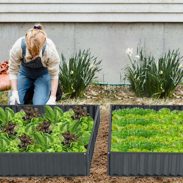 Costway 1 Pcs 3-tier Raised Garden Bed,47\" X 47\" X 24\" Metal Outdoor Elevated Planter Box Black