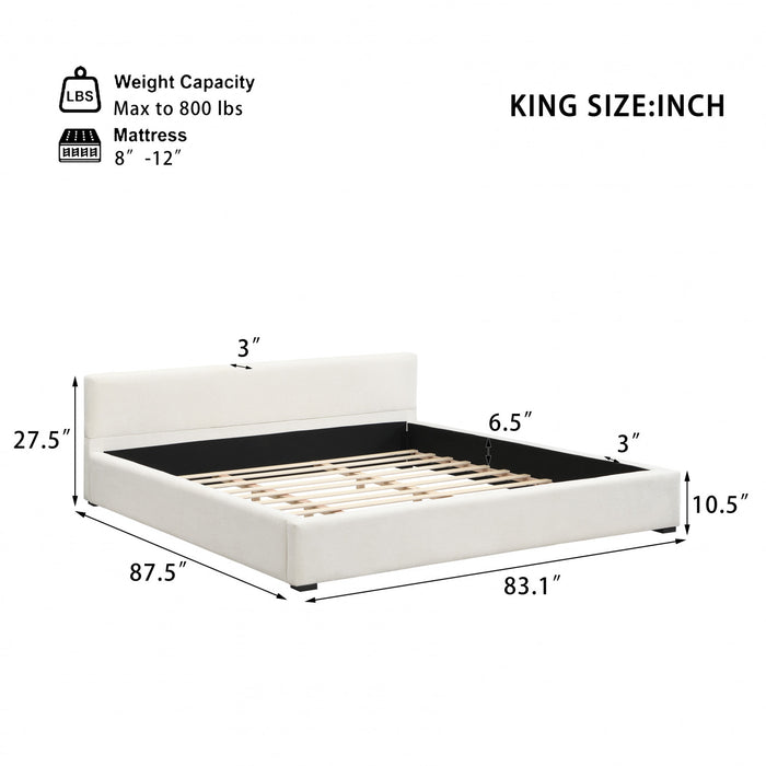 Charlotte Elegant Wide-edge Upholstered Bed,King Size, Beige King Bed