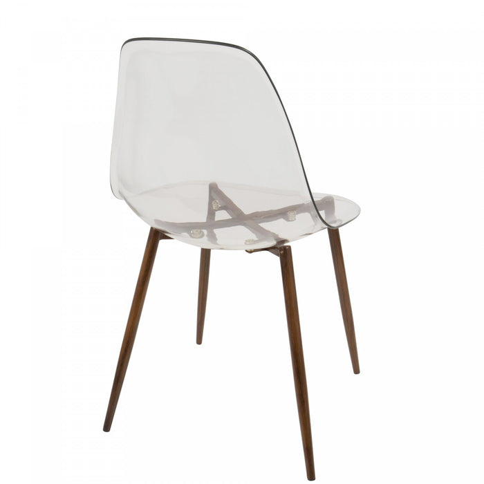 LumiSource Clara Walnut Clear Mid-Century Modern Dining Accent Chair - Set of 2