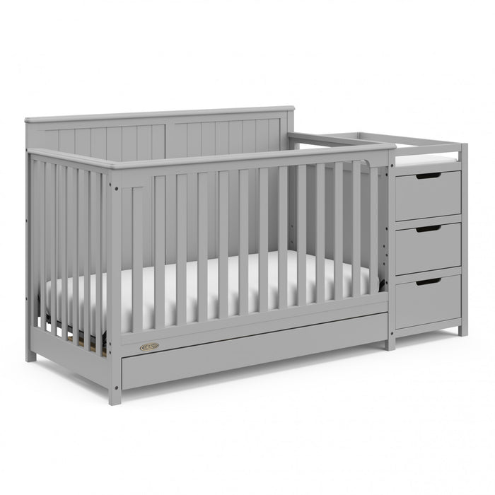 Graco Hadley 5-in-1 Convertible Crib and Changer with Drawer - Pebble Gray