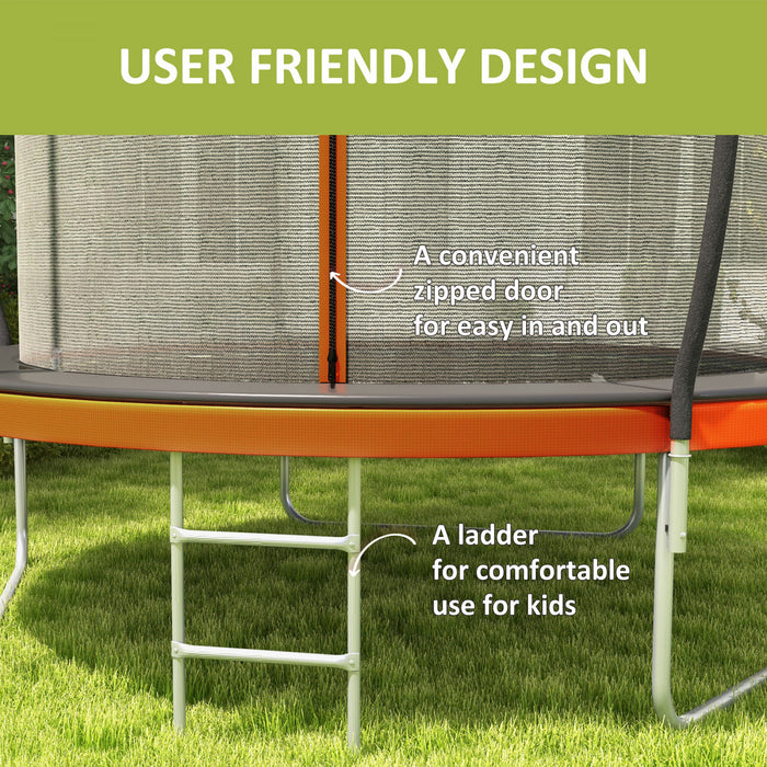 Soozier 10ft Trampoline with Enclosure Net and Ladder, Outdoor Fitness Trampoline for Adults