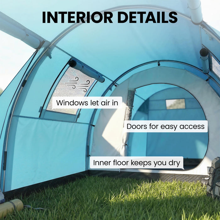Outsunny 3-4 Person Camping Tent with 2 Rooms, Waterproof Family Tent