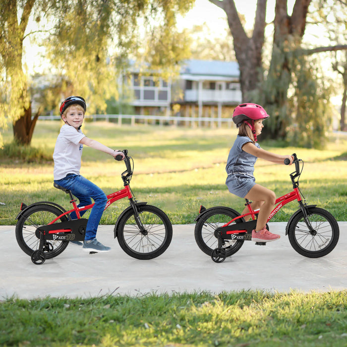 Costway 18\" Kids Bike For 4-8 Years Old Boys & Girls With Adjustable Seat Handbrake Reflectors Red