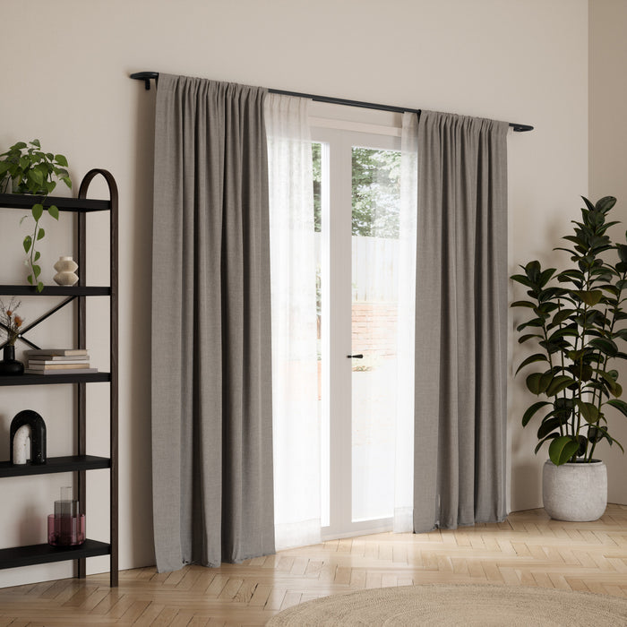 Umbra Twilight Matte Black Expandable Double Blackout 3/4\" Curtain Rod - 30\"-84\" 