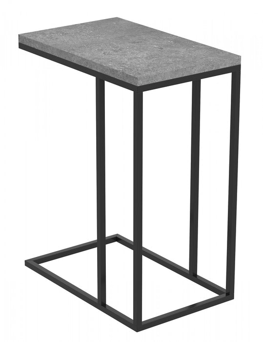 19” C-Shaped End Table With Metal Frame - Dark Cement
