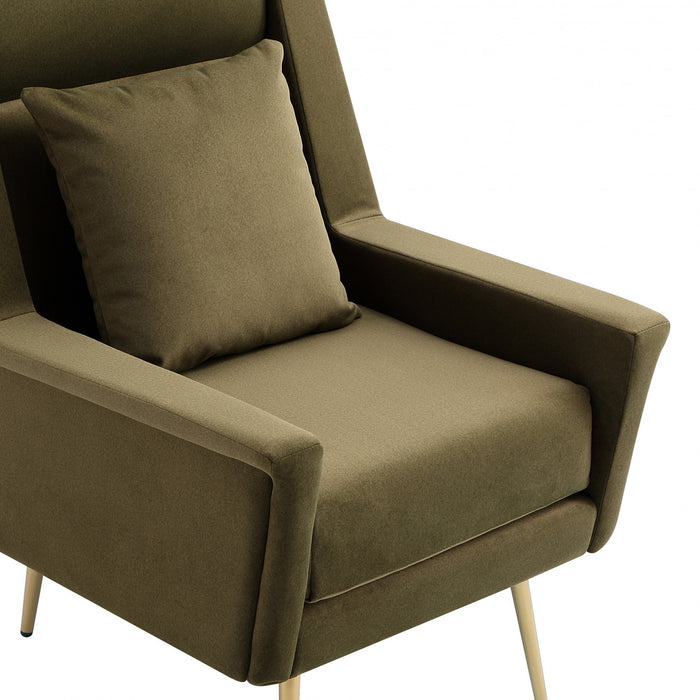 Vista Mid-Century Modern Metal Upholstered Lounge Chair in Forest Green