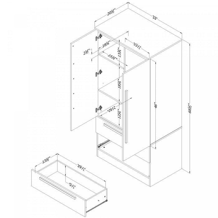 Acapella Wardrobe Armoire With Doors And Drawers - Black Oak 