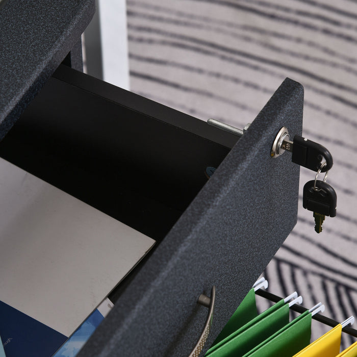 Homcom Filing Cabinet With Lock And Hanging Rail