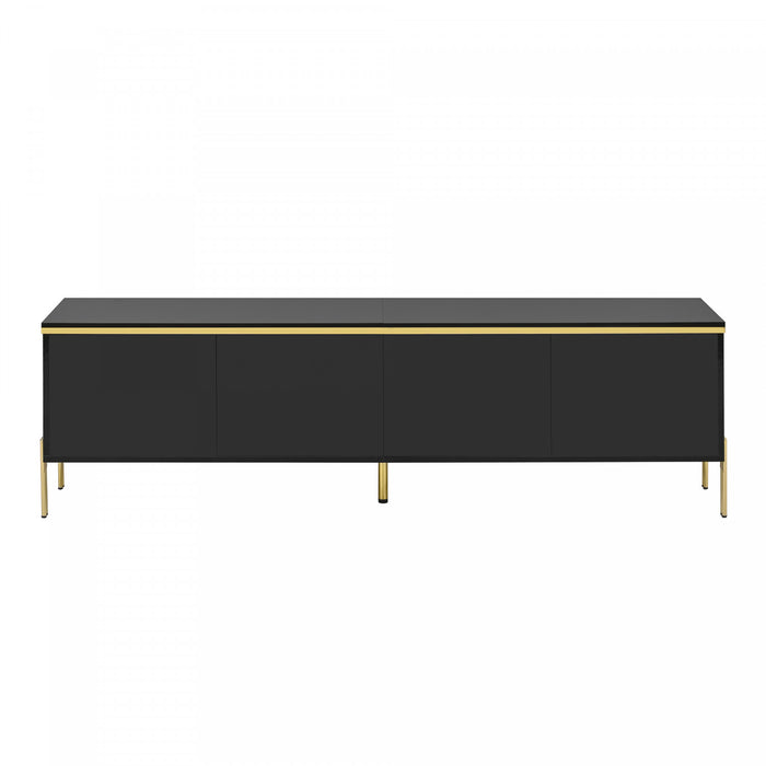 Croma 67 Inch Modern High-Gloss TV Stand with Cable Management and Gold Trim, Black