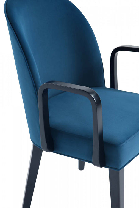 Hillman Modern Wood Upholstered Armchair in Blue - Set of 2 Dining Chair