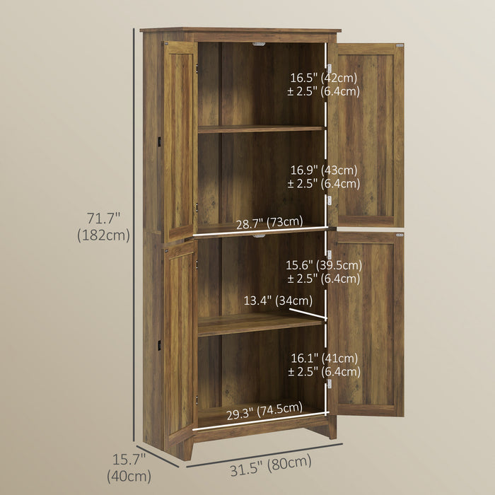 HOMCOM 72\" Freestanding Kitchen Pantry, Buffet Cabinet, Brown