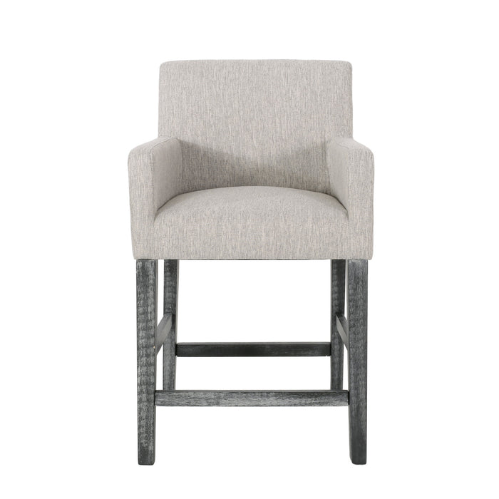 Griffith 26\" Seat Height Counter Stools Set Of 2 With Upholstered Fabric And Solid Wood Legs, Light Grey