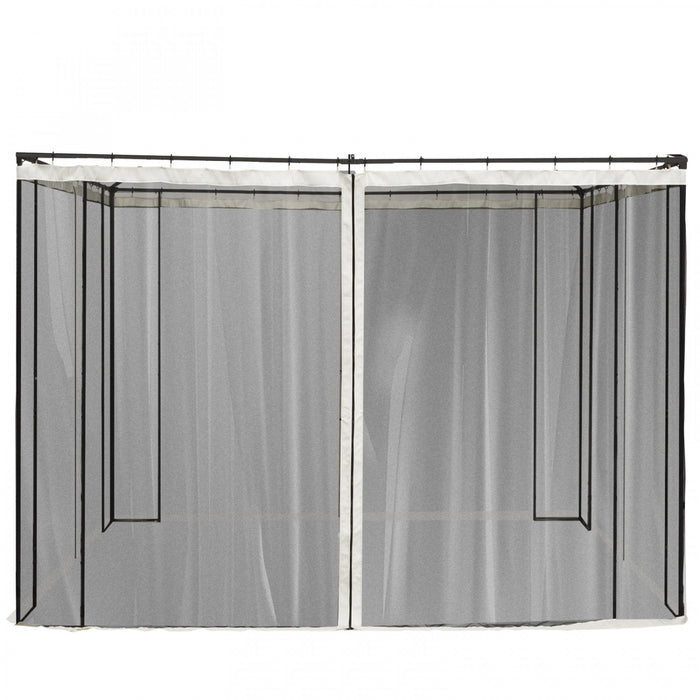 Outsunny Replacement Mosquito Netting For Gazebo 10' X 10' Black Screen Walls For Canopy With Zippers For Parties And Outdoor Activities, Cream White