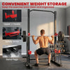 Soozier Power Cage Squat Rack, 1100LB Capacity Power Rack with Pull-Up Bar, Adjustable J-Hooks, Safety Arms, Weight Plate and Barbell Storage for Home Gym Strength Training