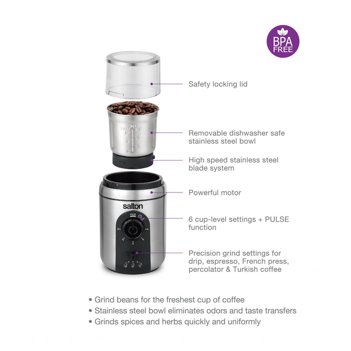Salton Steel Coffee Spice Herb Grinder - CG2123