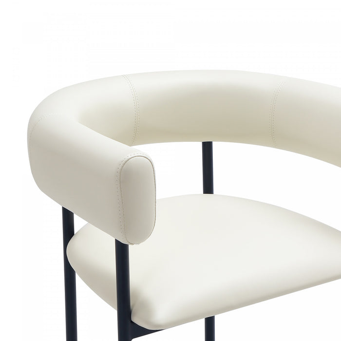 Onda Contemporary Vegan Leather Metal Dining Chair in Ivory