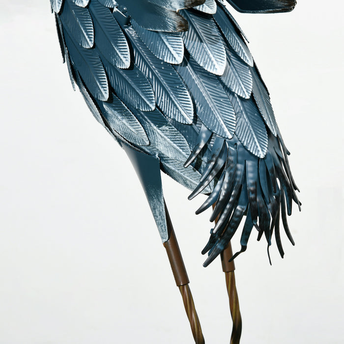 Outsunny 2pcs Heron Garden Statues, Metal Yard Art Bird Sculptures, Blue