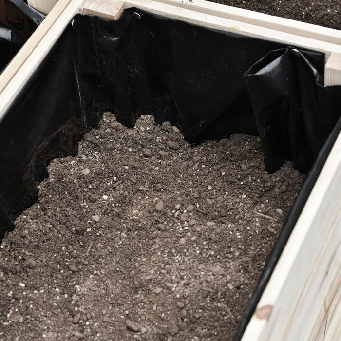 Outsunny 4pcs Wooden Raised Beds For Garden, Diy Shape Elevated Planter Box Kit With Bed Liner For Flowers Vegetables, Outdoor Indoor Planting Box Container