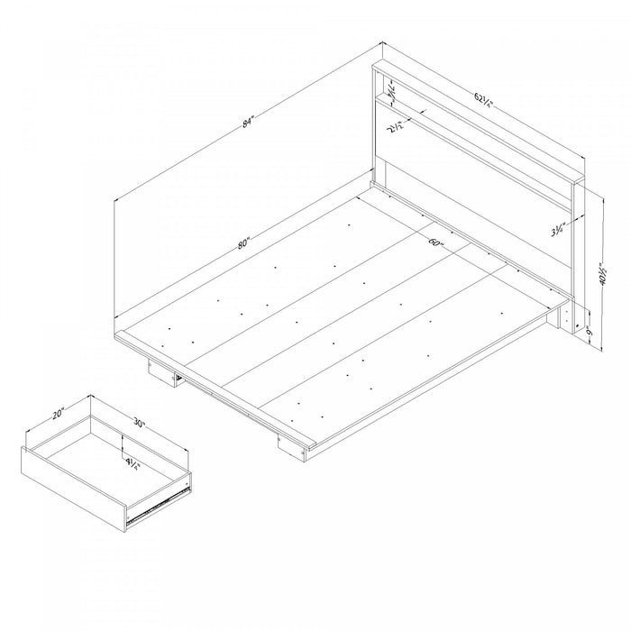 Cavalleri Platform Bed And Headboard Set Nordik Oak - South Shore