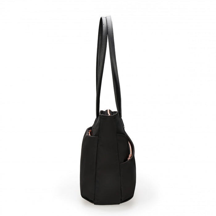 Swissdigital KATY Rose Tote Bag – 16\" Laptop, USB Charging, LED Light, RFID Protection, Water-Repellent, Multi-Pockets