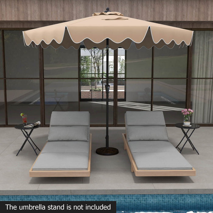 Costway 9 FT Patio Umbrella 2-Tier Market Table Umbrella with Sun-Protective Canopy Brown