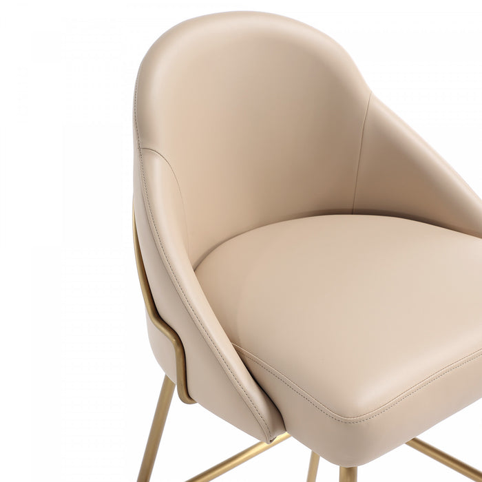 Gracie Modern Metal Upholstered Counter Stool in Tan and Gold - Set of 2