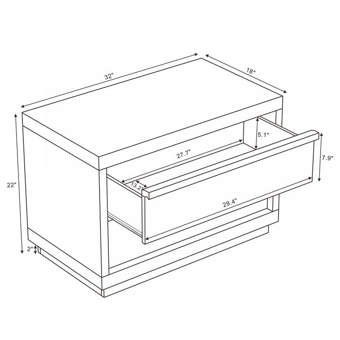 Navis Contemporary 32\" Nightstand in Natural Oak (2-Drawer)