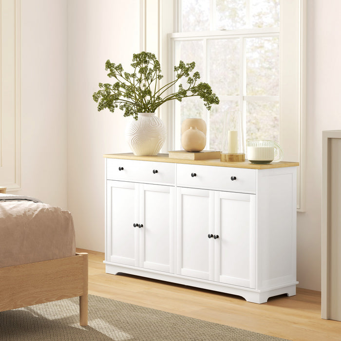 HOMCOM Sideboard Cabinet with Storage Drawers Adjustable Shelves White
