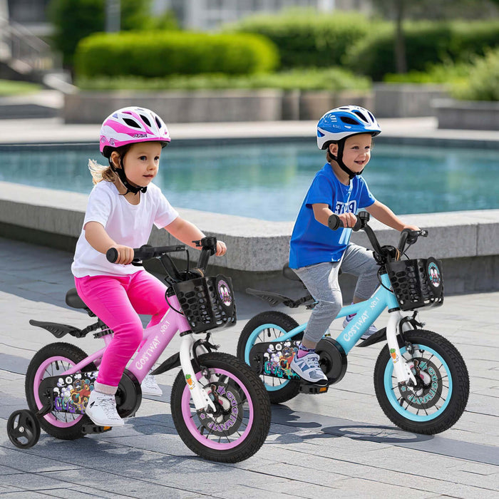 Costway 12\" Kid's Bike For 3-4 With Height-adjustable Handlebar & Saddle Handbrake Purple
