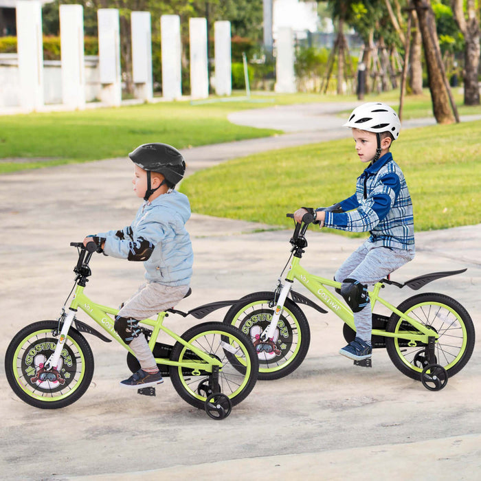 Costway 16\" Kid's Bike For 4-7 With Height-adjustable Handlebar & Saddle Handbrake Green