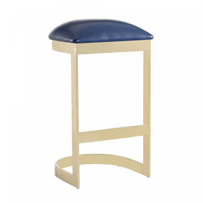 Aura Modern Metal Upholstered Barstool in Blue - Set of 3 Bar Stool