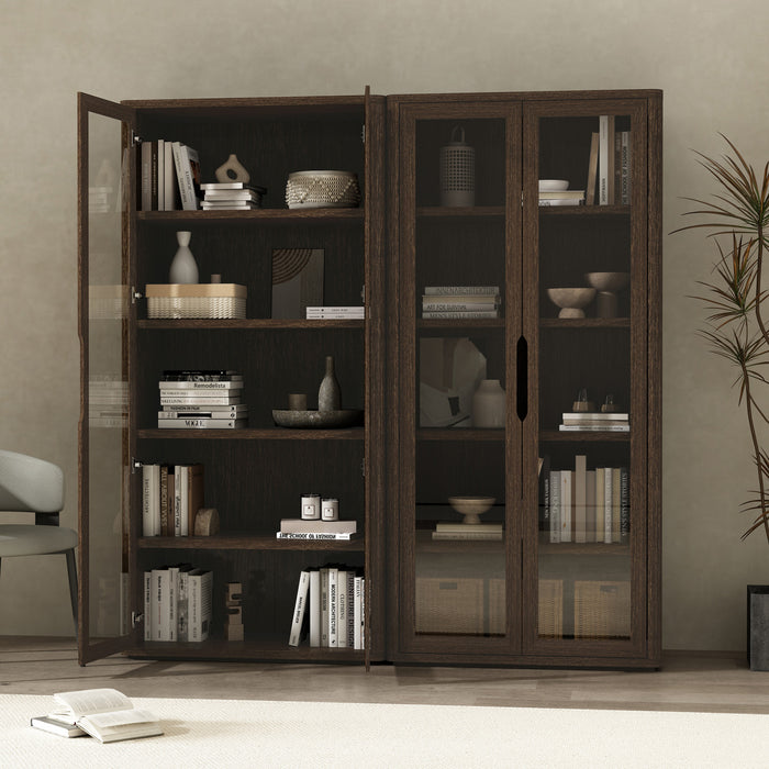 Rivington Modern 38\" Bookcase Cabinet in Walnut - Set of 2