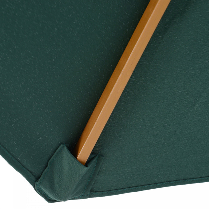 Outsunny 10ft Wooden Patio Umbrella With Rope Pulley Mechanism, Dark Green