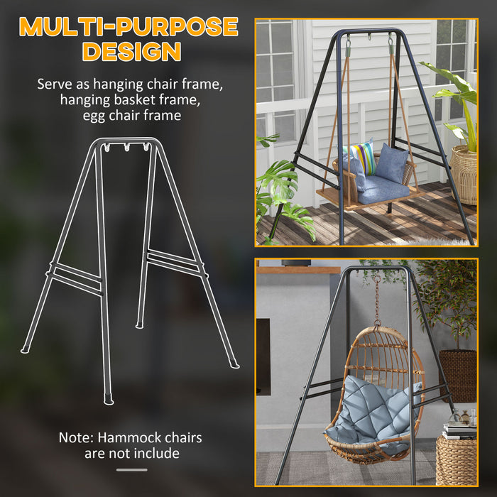 Outsunny Hammock Chair Stand Metal Frame Hammock Stand, Black