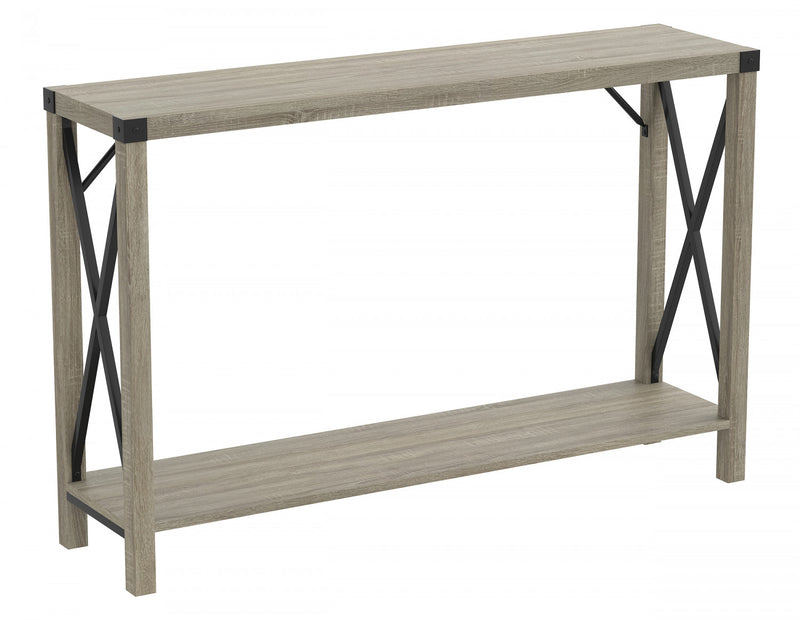 46” Console Table With 1 Shelf - Dark Taupe With Black Metal