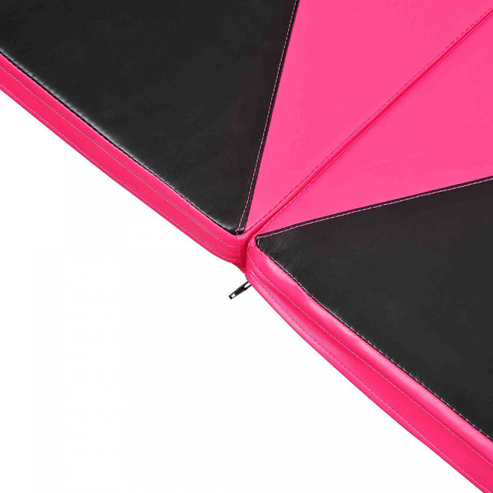 Soozier Folding Gymnastics Mat, Portable Exercise Pad for Yoga MMA, 4 Panels, Pink Black, 4'x10'x2\"