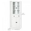 HOMCOM 63" Kitchen Pantry Storage Cabinet w/Adjustable Shelves Glass Door