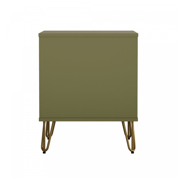Rockefeller Mid-Century Modern 20\" Nightstand in Olive Green (1-Drawer)