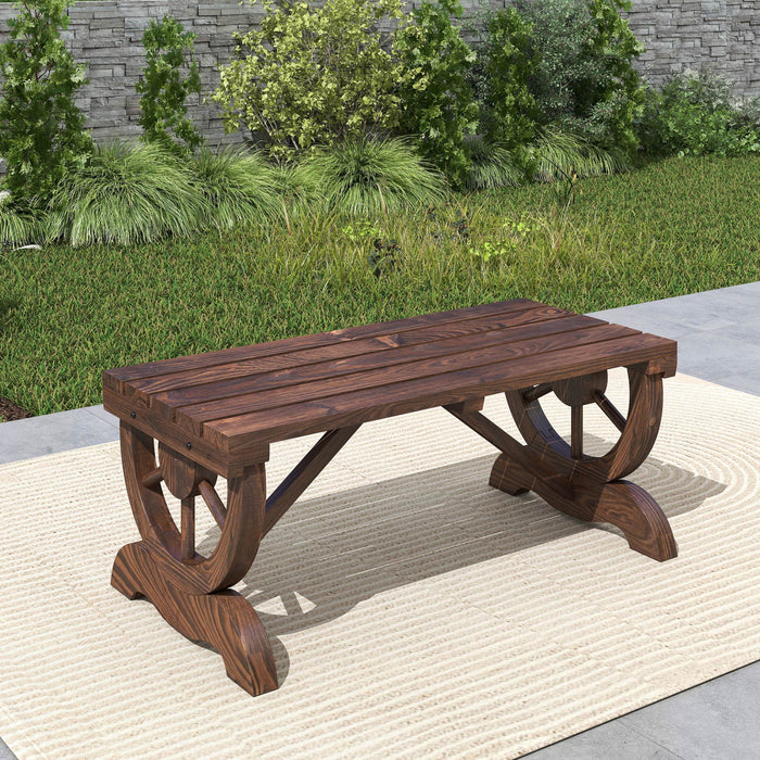Outsunny Rustic Wood Outdoor Bench, Garden Bench For 2-person, Brown