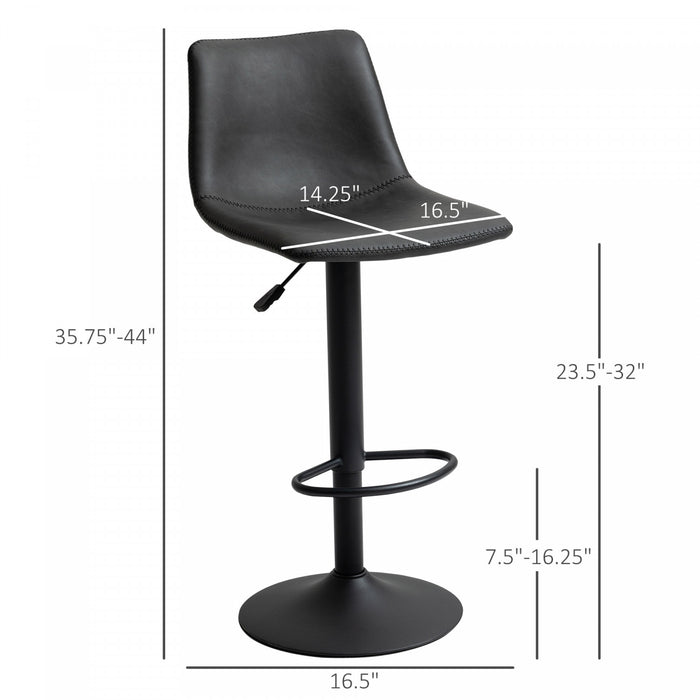 HOMCOM 2pc Adjustable Counter Height Bar Stools Kitchen Counter Stool Grey