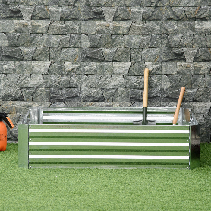 Outsunny Galvanized Raised Garden Bed, 4' x 3' x 1' Metal Planter Box