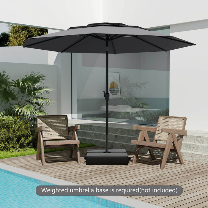 Costway 10 ft 3-tier Vented Patio Umbrella Large Market Table Umbrella Outdoor Sun Shade Gray