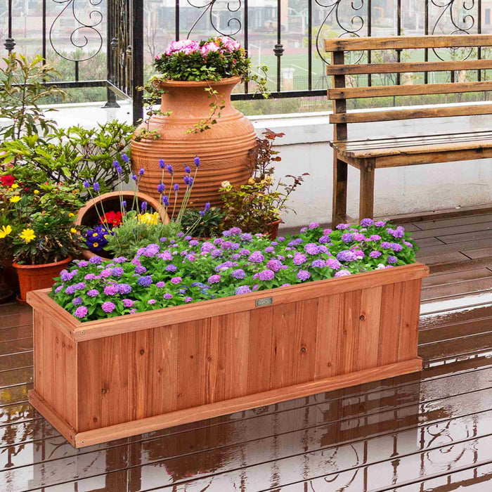 Costway 40 Inch Wooden Flower Planter Box Garden Yard Decorative Window Box Rectangular