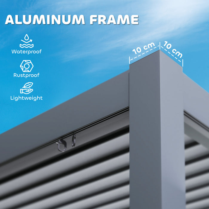 Outsunny 10' X 10' Louvered Pergola With Adjustable Roof & Aluminum Frame