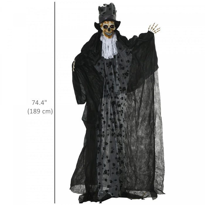 Outsunny 6FT Life Size Halloween Grim Reaper Groom Decor with Light Up Eyes