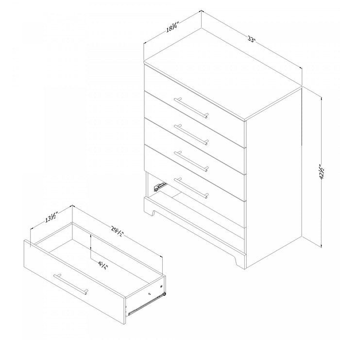 Primo 5-Drawer Chest - Black Oak